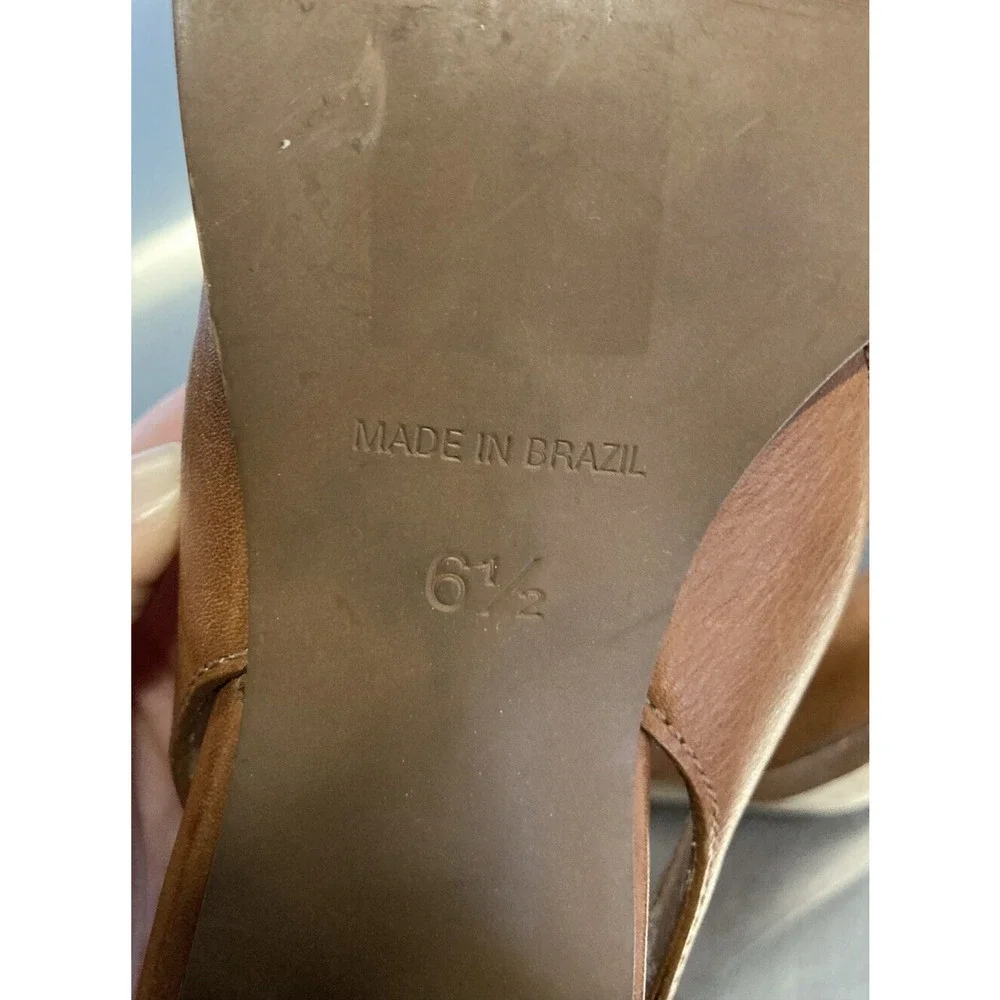 Madewell Cary Katerina Heels Peep Toe Tan Leather Slingback Sandals AH710 6.5 - Picture 8 of 8